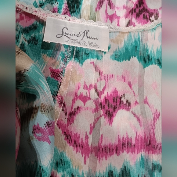 Vintage Lucie Ann Floral Peignoir Robe with Gown Lingerie Set Sz S Maxi Length - Picture 6 of 9